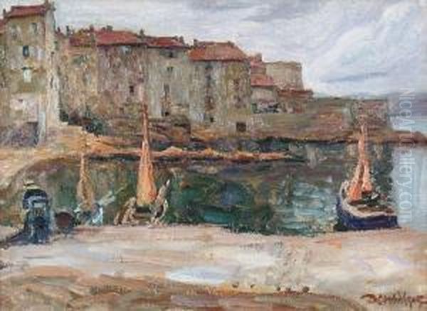 Saint Tropez, La Ponche Oil Painting by David O. Widhopff