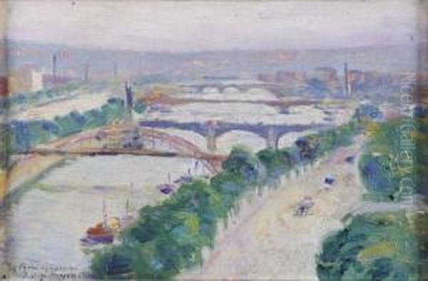 Les Ponts De Paris Oil Painting by David O. Widhopff