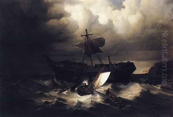 The Wreck of an Emigrant Ship on the Coast of New England Oil Painting by William Bradford