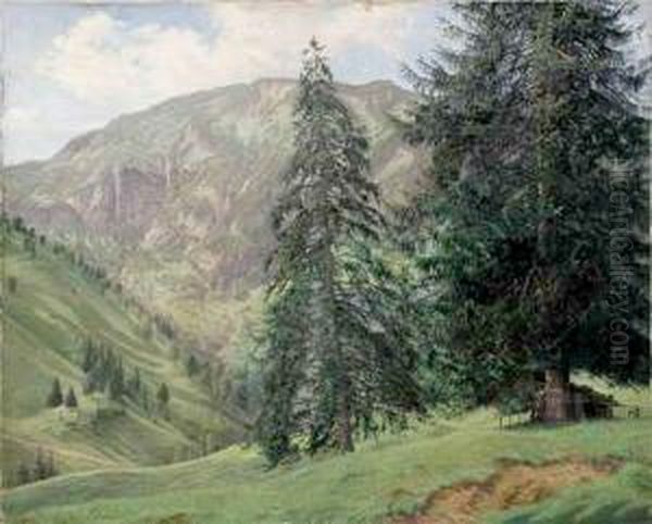 Karkonosze Oil Painting by Julius Widnmann