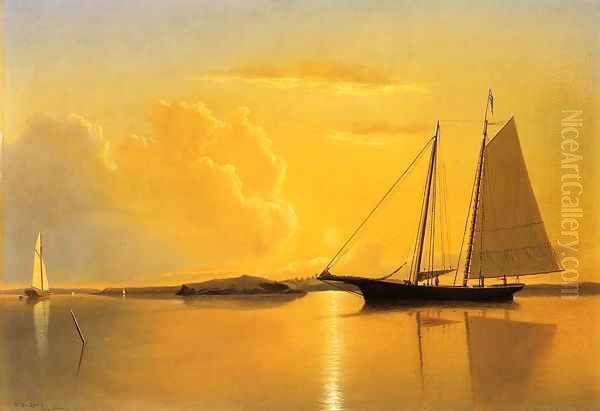 Sunset Anchorage Oil Painting by William Bradford