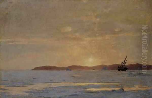 Coastal Sunset Oil Painting by William Bradford