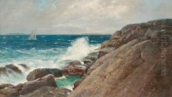 Coastal Motif Oil Painting by Leonard Wiedh