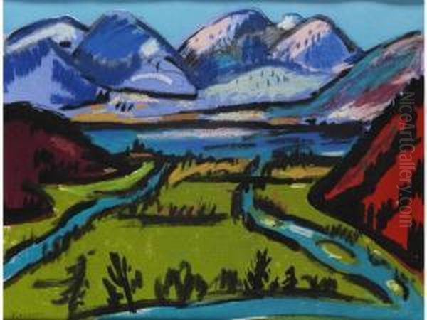 Sudliche Alpenlandschaft Oil Painting by Franz Wiegele