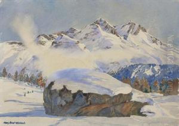 Piz Rosatsch Bei St. Moritz Oil Painting by Hans Beat Wieland