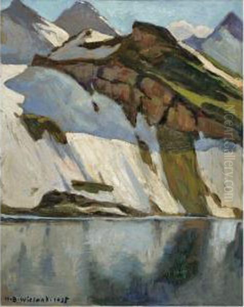 Am Jochpass (studie) Oil Painting by Hans Beat Wieland