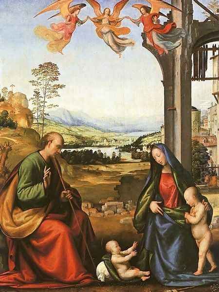 The Holy Family with the Infant St. John in a Landscape Oil Painting by Fra Bartolomeo