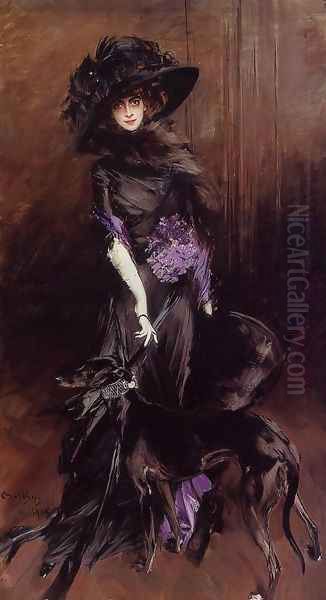 Portrait Of The Marchesa Luisa Casati With A Greyhound Oil Painting by Giovanni Boldini