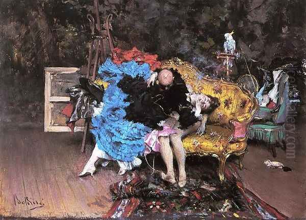 The Model And The Mannequin Oil Painting by Giovanni Boldini