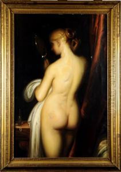 Nu De Dos, Au Miroir Oil Painting by Antoine Wiertz