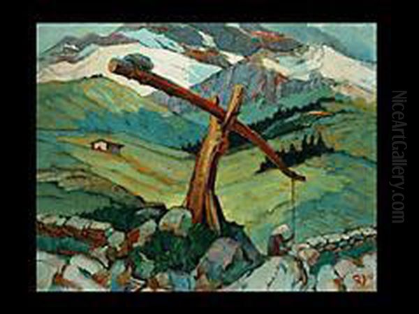 Schweizer Jura Oil Painting by Gustav Wiethuchter