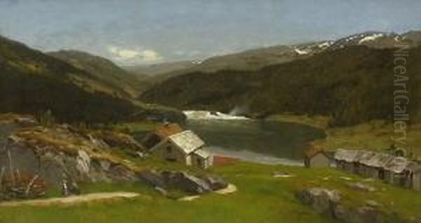 Norwegische
 Gebirgslandschaft Oil Painting by Anders Guttormsen Wigdahl