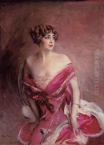 Portrait Of Mlle De Gillespie La Dame De Biarritz Oil Painting by Giovanni Boldini