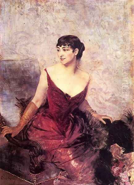 Countess De Rasty Seated In An Armchair Oil Painting by Giovanni Boldini