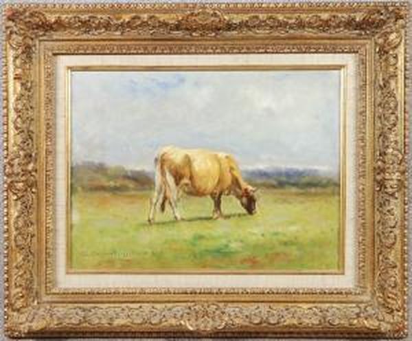 Cows Grazing In A Landscape Oil Painting by Carlton Wiggins