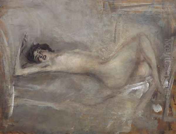 Nudo di donna in grigio (Sinfonia in grigio) Oil Painting by Giovanni Boldini