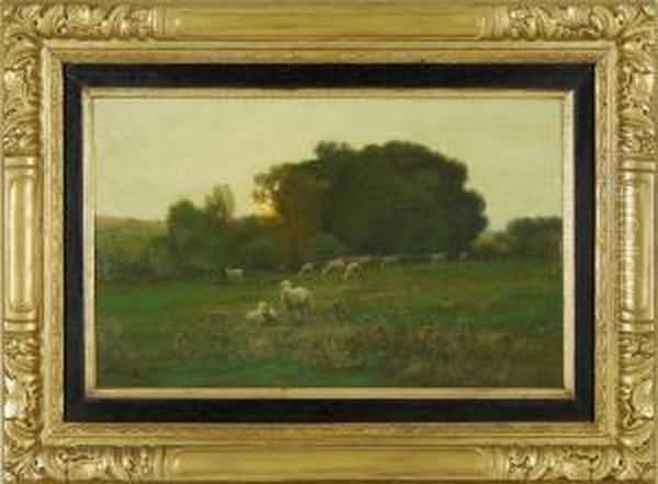 Sheep In A Meadow Oil Painting by John Carleton Wiggins