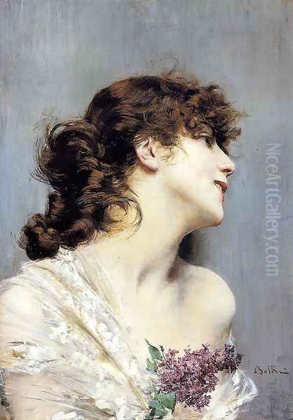 Profile Of A Young Woman Oil Painting by Giovanni Boldini