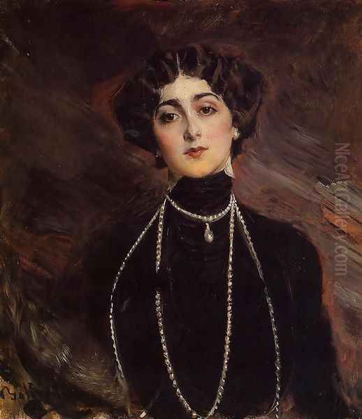 Portrait Of Lina Cavalieri Oil Painting by Giovanni Boldini