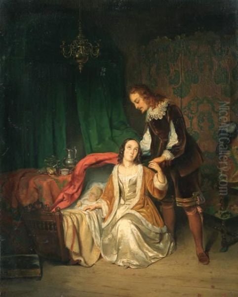 Domestic Bliss Oil Painting by Petrus Theodorus Wijngaerdt