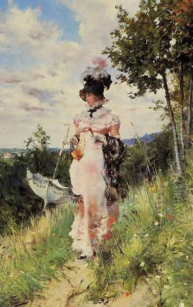 The Summer Stroll Oil Painting by Giovanni Boldini