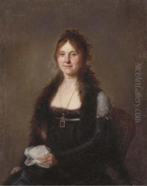 Portrait Of A Lady, Seated, In A Black Dress Oil Painting by Jacques Wilbaut