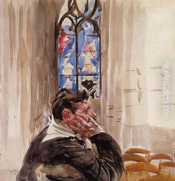 Portrait Of A Man In Church Oil Painting by Giovanni Boldini