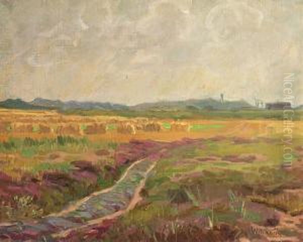 Scenery From Fanoe. Signed Wilckens Oil Painting by August Wilckens