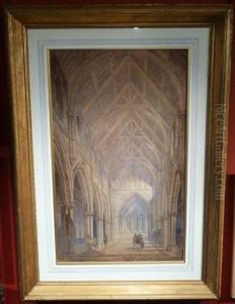 Interior Of A Cathedral Oil Painting by Charles Wild