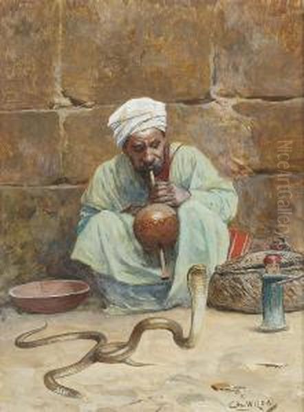 The Snake Charmer Oil Painting by Charles Wilda