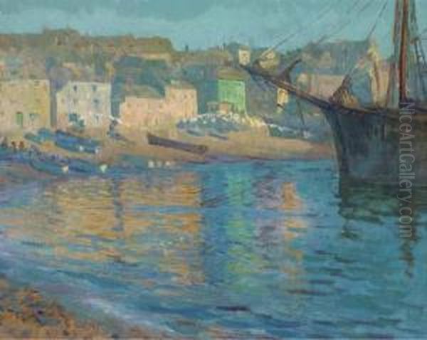 Cornish Harbour Oil Painting by Elizabeth M. Wilde