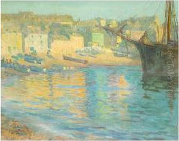 Sunlit Harbour Oil Painting by Elizabeth M. Wilde