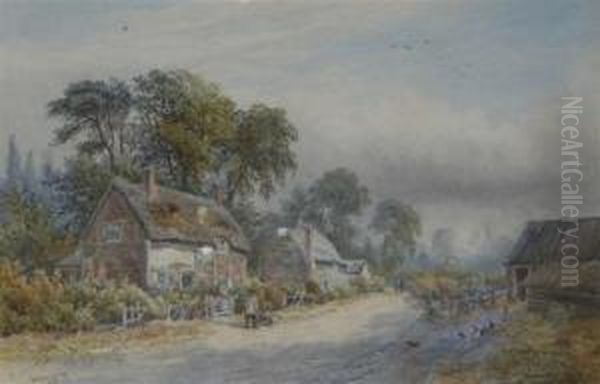 Thatched Cottages Oil Painting by William Wilde