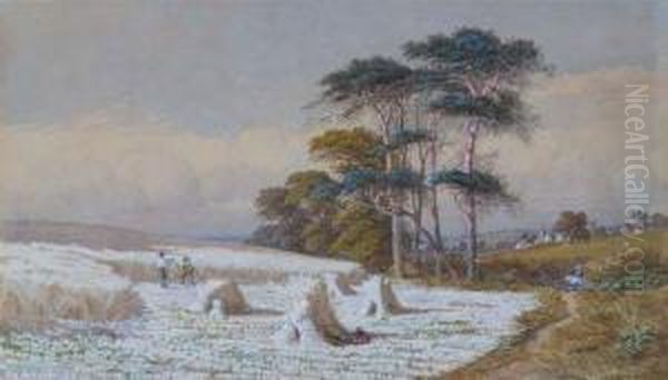 Harvesting And Hay Making Oil Painting by William Wilde