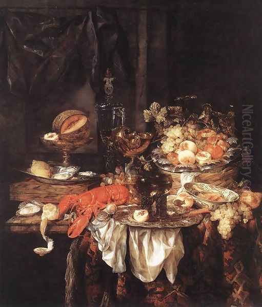 Banquet Still-Life with a Mouse 1667 Oil Painting by Abraham Hendrickz Van Beyeren