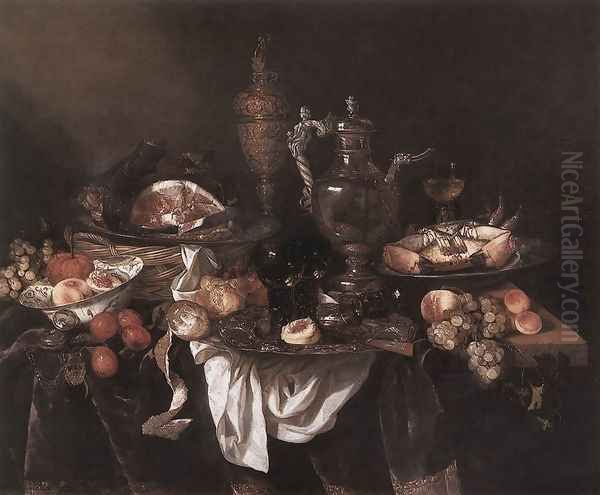 Banquet Still-Life Oil Painting by Abraham Hendrickz Van Beyeren