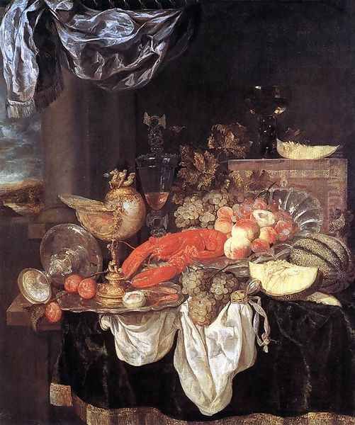 Large Still-life with Lobster 1653 Oil Painting by Abraham Hendrickz Van Beyeren