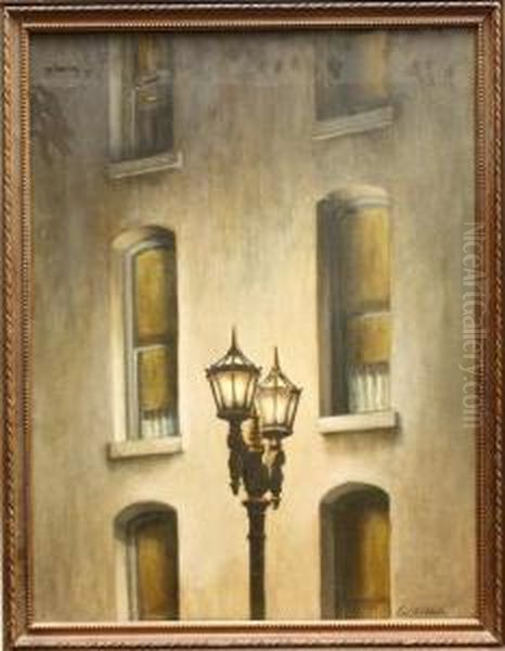 Lampposts Oil Painting by Paul, Wildhaber Jnr.