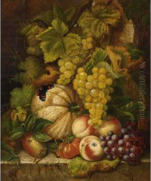 A Still Life With Fruit And Flowers by Rudolphine Swanida Wildrik