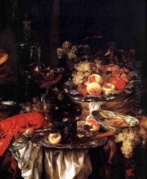 Banquet Still Life with a Mouse (detail) 1667 Oil Painting by Abraham Hendrickz Van Beyeren