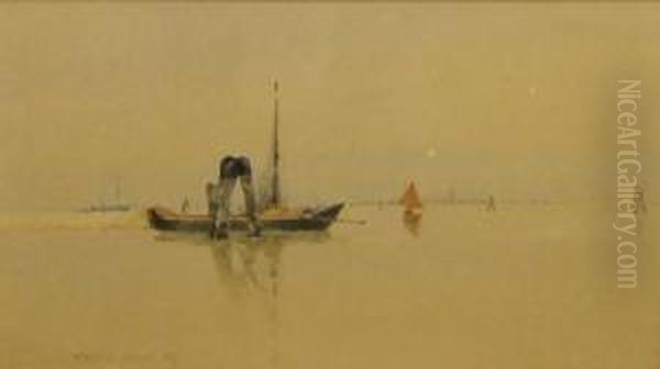 A Venetian Waterway Oil Painting by Wilfrid Ball