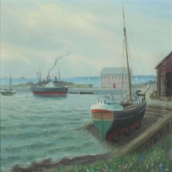 Habour Oil Painting by Peter Hans Wilhard