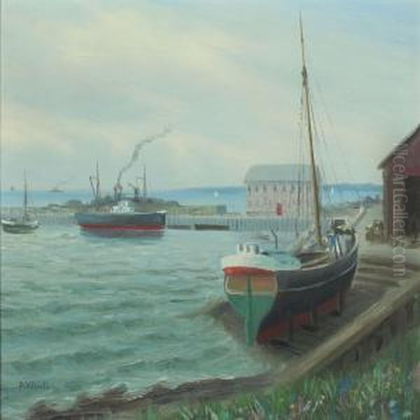 Habour Oil Painting by Peter Hans Wilhard