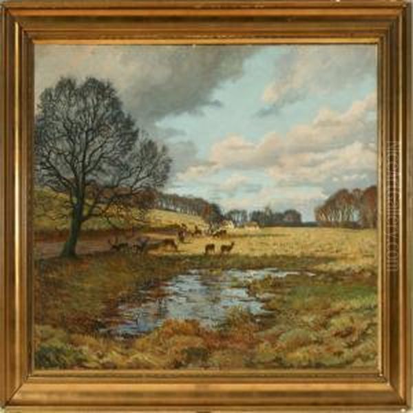 An Autum Day In Dyrehaven Park, Denmark Oil Painting by Peter Hans Wilhard