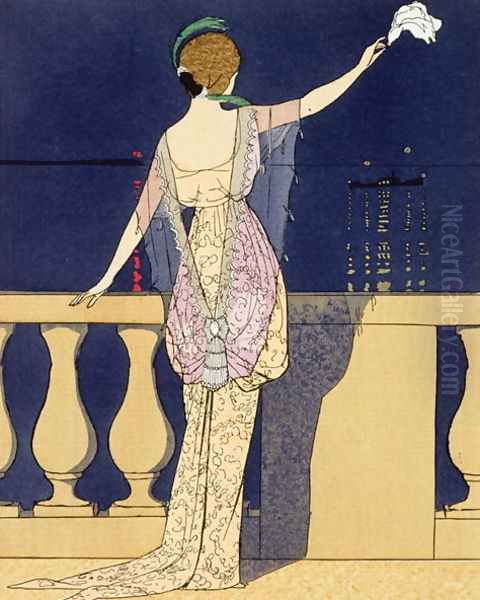 Farewell at Night, design for an evening dress Oil Painting by Georges Barbier