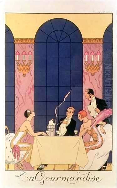 The Gourmands 1920-30 Oil Painting by Georges Barbier