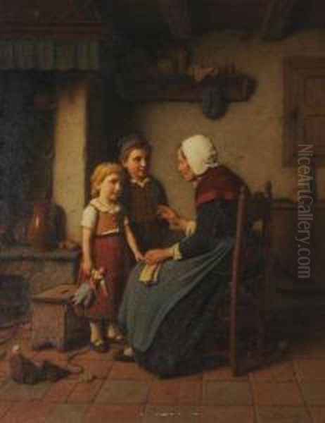 Grandmother's Wisdom Oil Painting by Heinrich Wilhelmi