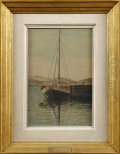 Jakten Eduard Vid Sandviksbryggan Oil Painting by Carl Wilhelmsson