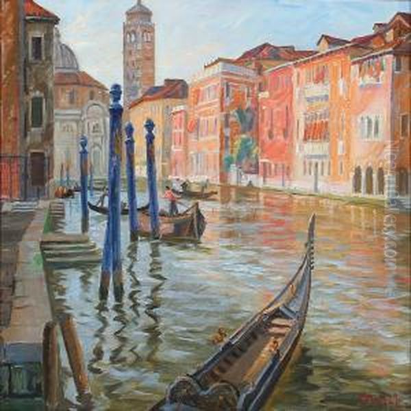 View Of San Geremia Church At Canal Grande In Venice Oil Painting by Johannes Martin Fastings Wilhjelm