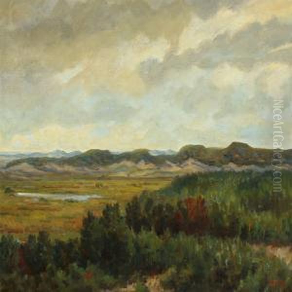 Landscape From Skagen With View Over Dunes Oil Painting by Johannes Martin Fastings Wilhjelm